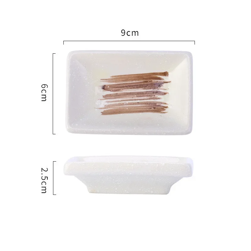 NONE 4Pcs Keramik Rechteck Kleine Sauce Gericht Japanischen Stil Aroma Sushi Senf Platte Sojasauce Kirschblüte Pfeffer Tablett Hause 3
