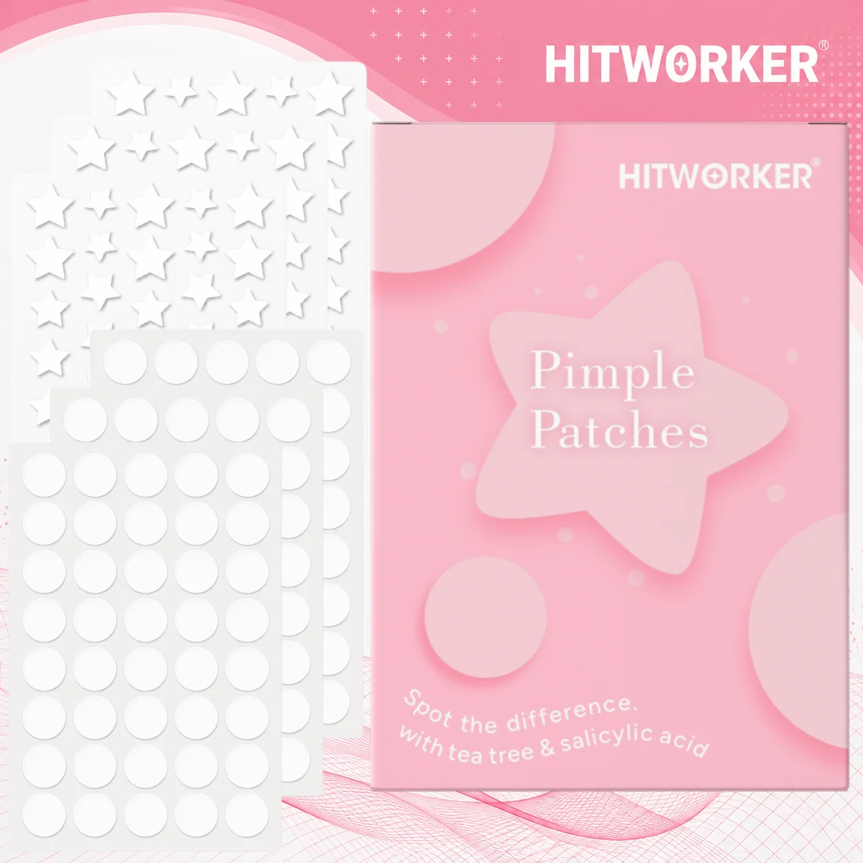 240 Invisible Acne Patches—High-quality hydrocolloid acne patches. Cleanses pores, covers acne, invisible and waterproof