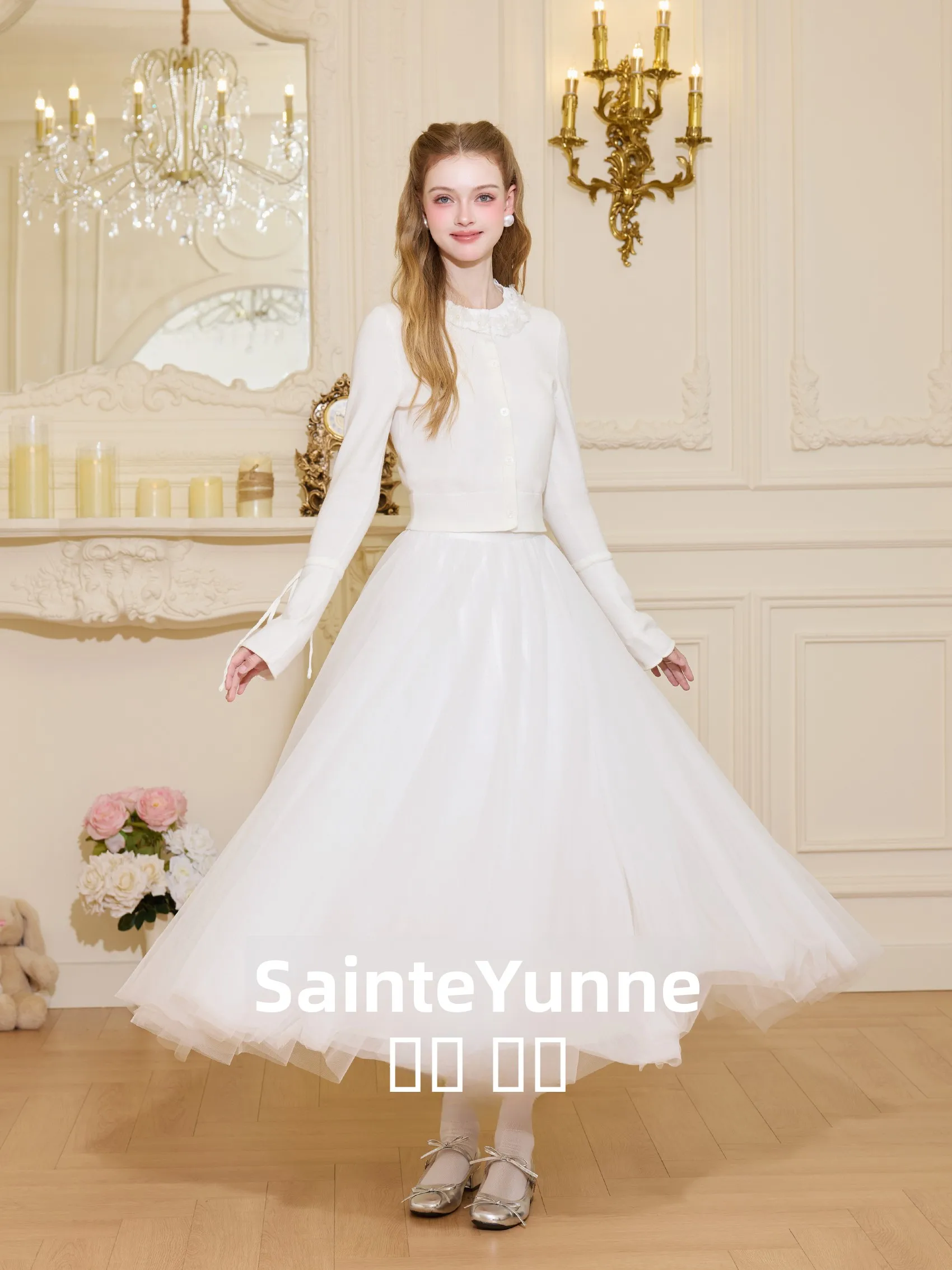 

Dry Tulle f-length Long Skirt Breathable High-waisted A-line Nylon Fabric Casual Par Travel SainteYunne QZ920