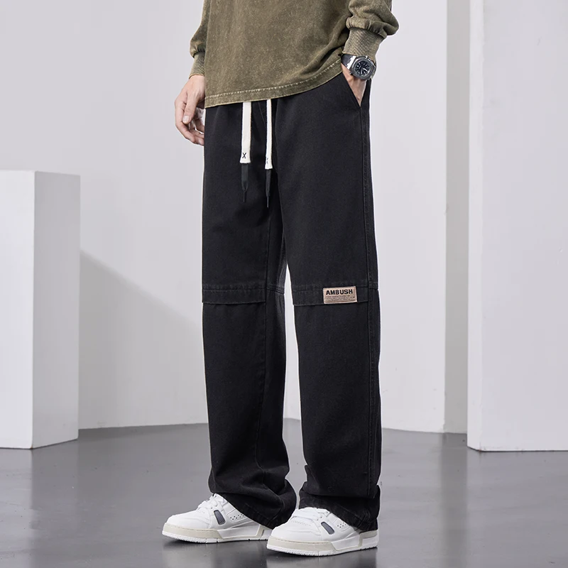 Autumn New Wide Leg Washing Jean Pants Men Trousers Neutral Enlarge Loose Casual Straight Outdoor Fashion Pants Big Size 8xl