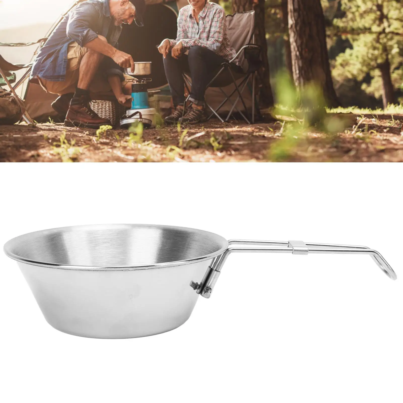 Stainless Steel Camping Cup with Foldable Handle - Portable Wide Mouth Tableware for Outdoor Use & for home