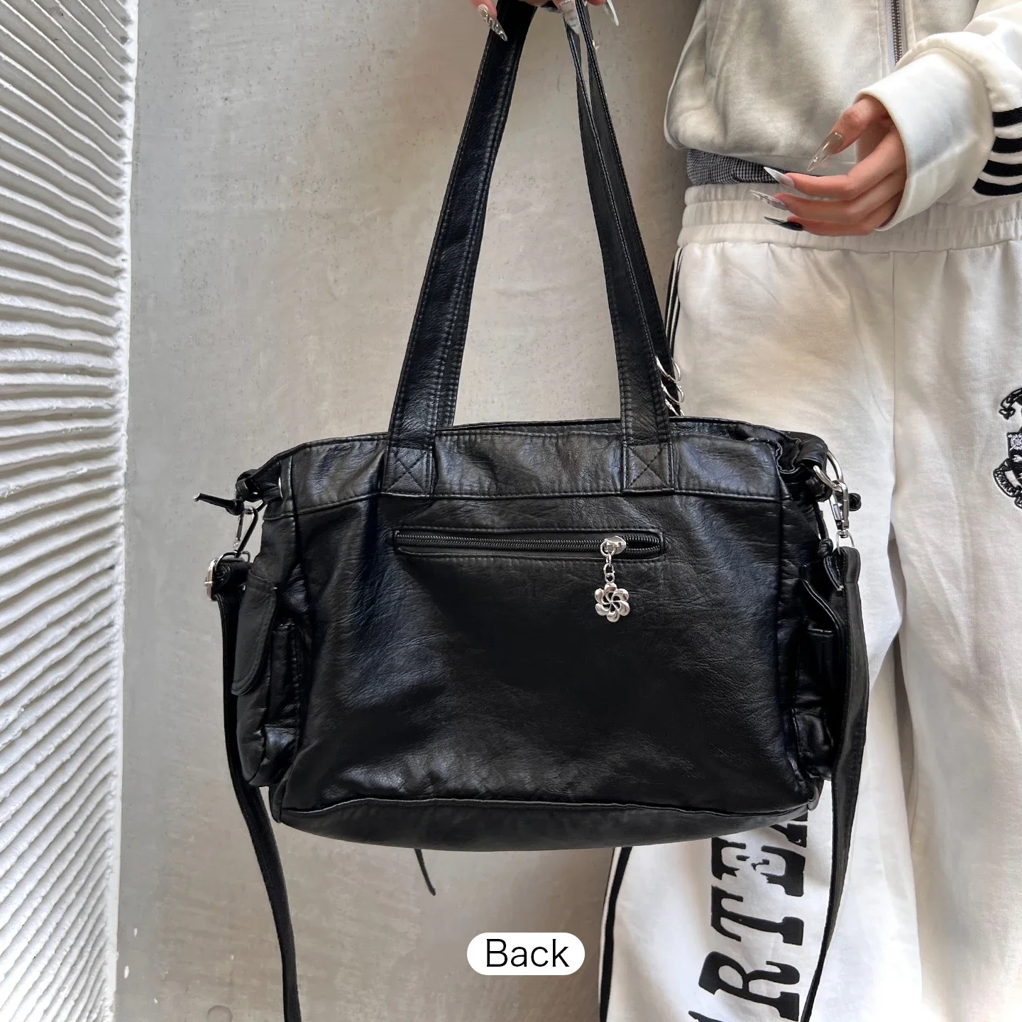 Original Design Ladies BagY2K Retro Motorcycle Style Women Tote Bag PU Leather Rivet Cross Decor Ladies Shoulder Crossbody Bag