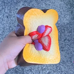 1pc Cute Thick Cut Sticky Toast Slices Fake Bread Strawberry Cake Understanding Teaching Props Gift Slow Rebound Toys Play