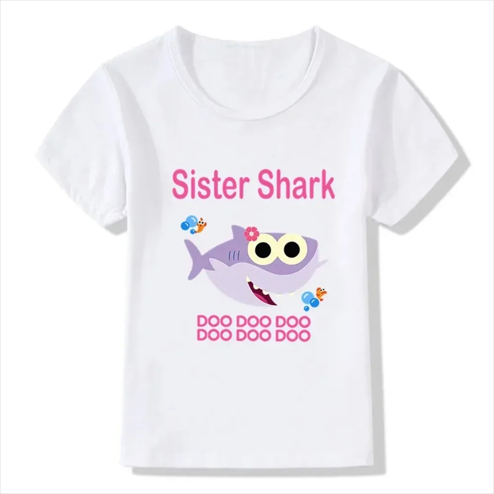 Shark Theme T-shirt Birthday Kids Funny Party Look Clothes Father Mother Daughter Son girls boys Family Matching Outfits tees