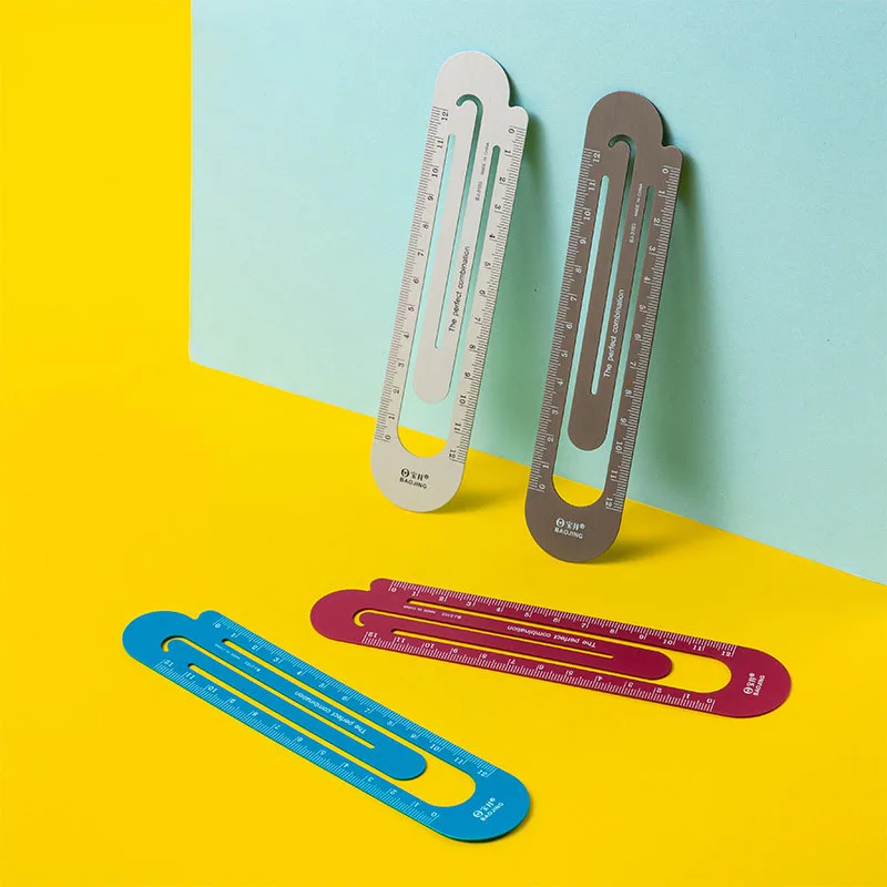 مسطرة إشارة مرجعية ذكية مقاس 12 سم - أسطوانة من الألومنيوم مع مشبك ورق، أداة دراسة متعددة الوظائف للطلاب #1