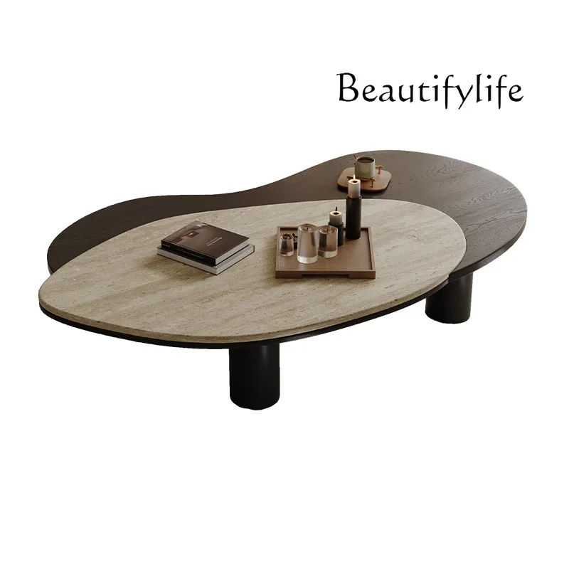 Special-Shaped Natural Cave Stone Coffee Table French Style Living Room Simple Small Apartment Designer Creative Pier Table