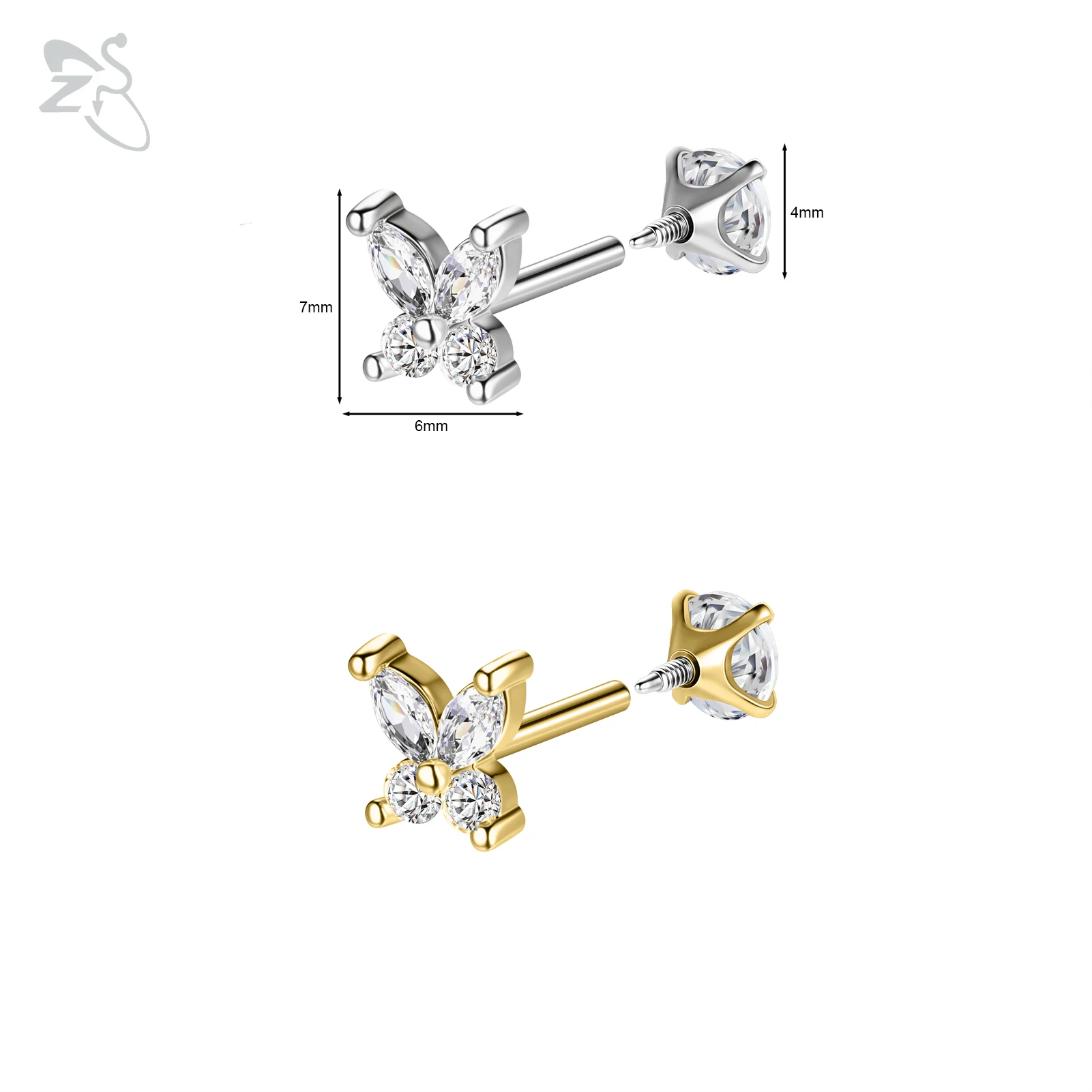 16G/18G Stainless Steel Labret Lip Ring Internal Thread