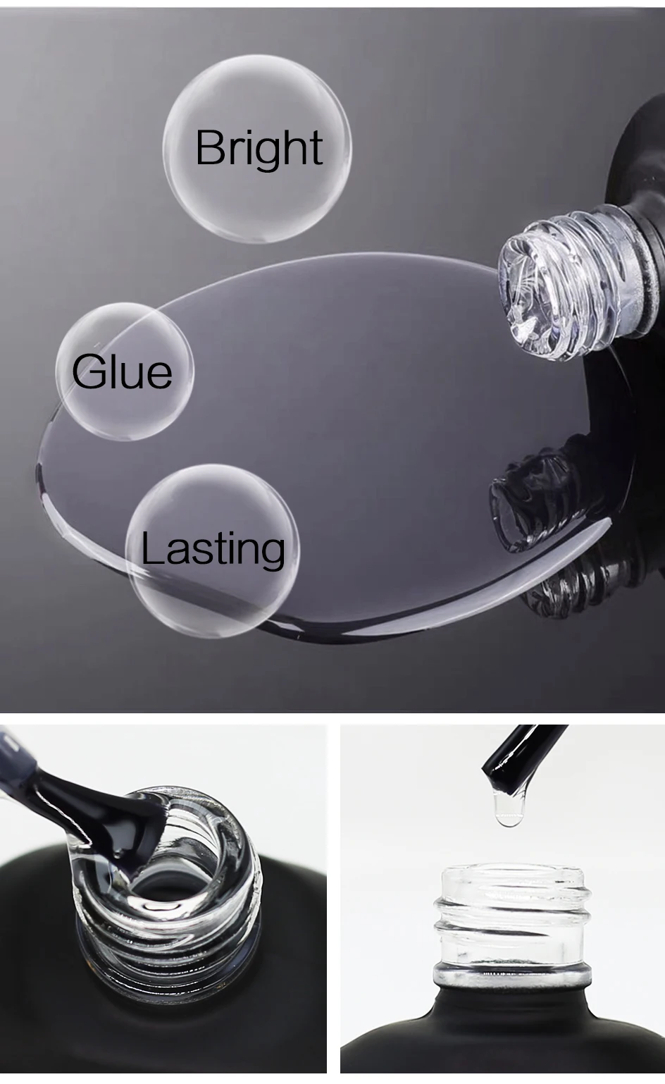 NAILCO 1/2 Stück Basislack Überlack für Nägel Langanhaltender Klarer Überlack LED UV Nagelstärkung Hochglanz-Finish-Gel HEMA-FREI TPO – Detail 2