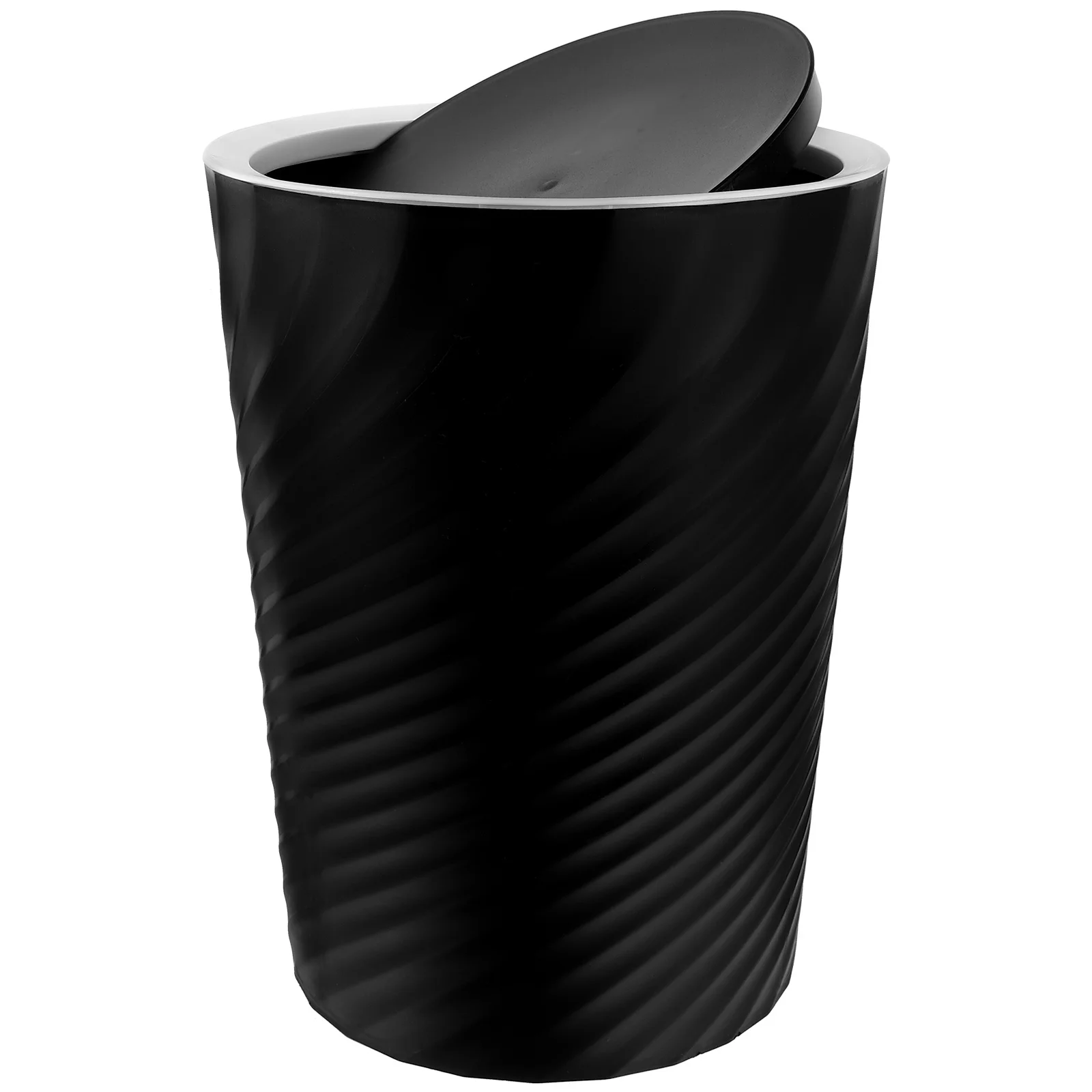 Threaded Trash Can Bin Bathroom Small with Lid Large Black Trashcans Wastebasket Bins Office Bucket Garbage Household