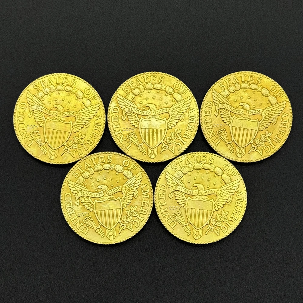 1 قطعة الولايات المتحدة 1796/1797/1798/1802/1804 قبعة يرتدي تمثال الحرية شعار النسر جمع التذكارية طبق الاصل عملة ذهبية #2