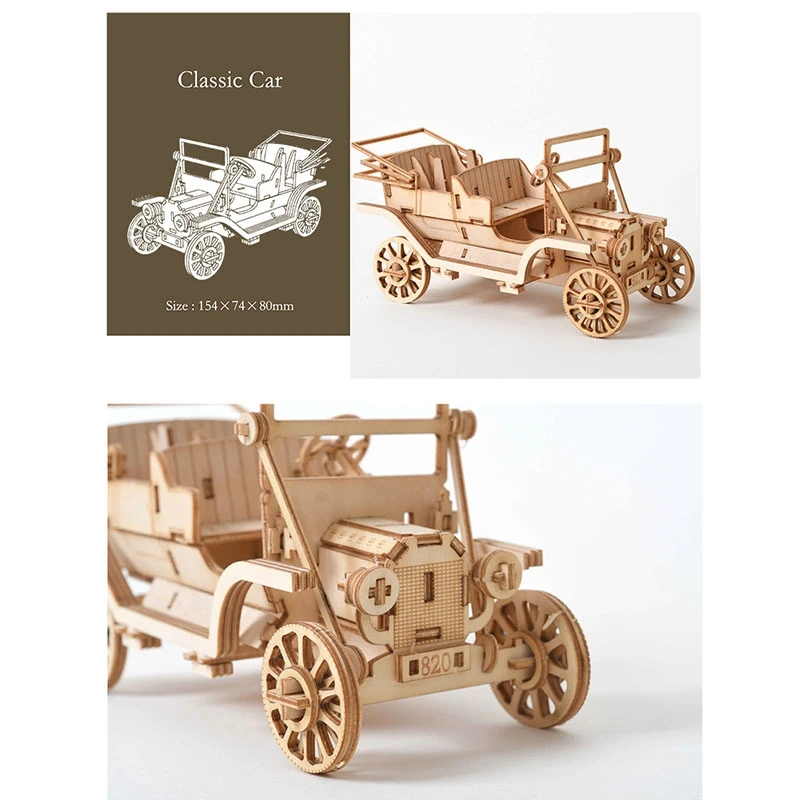 Puzzle 3D en bois pour enfants, jouets de voiture bricolage, modèle d'assemblage, kits d'artisanat en bois, décoration de bureau pour enfants