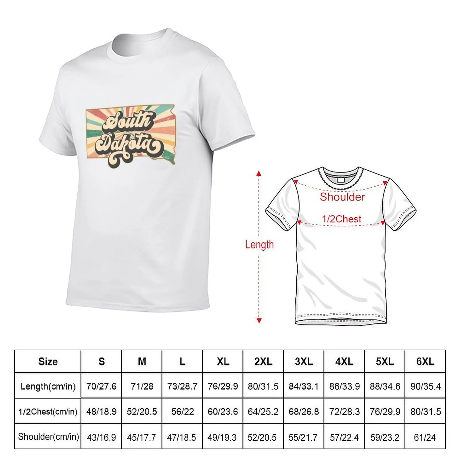 South Dakota Fan Retro State, Vintage Groovy South Dakota Map, Distressed America Gift T-Shirt t shirt custom print T-Shirt