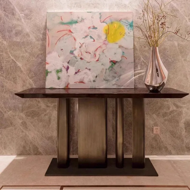 Corridor Entrance Table Light Luxury Against the Wall Villa Entrance Entrance Desk Simple Hotel Sales Office Decoration End View