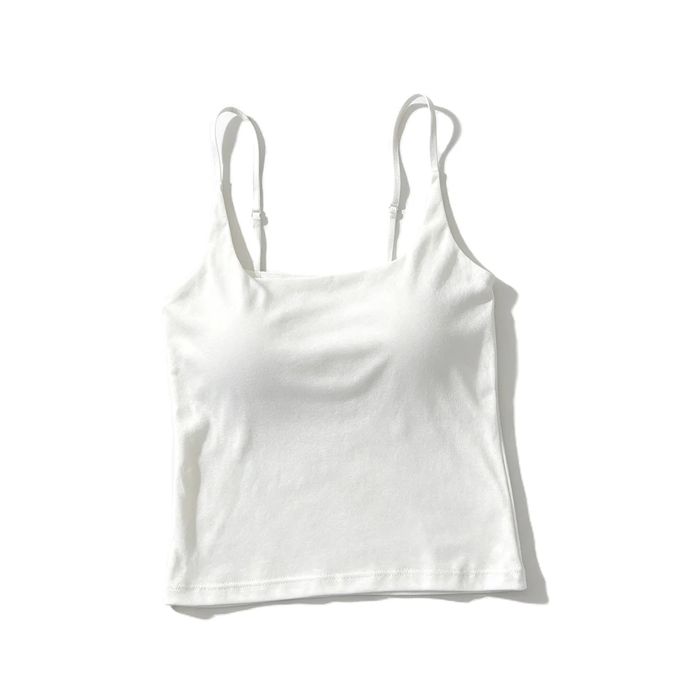 Women's Solid Color Tank For Top with Built-In Bra Support in Regular for Fit Made from Soft Cotton for Everyday Wear