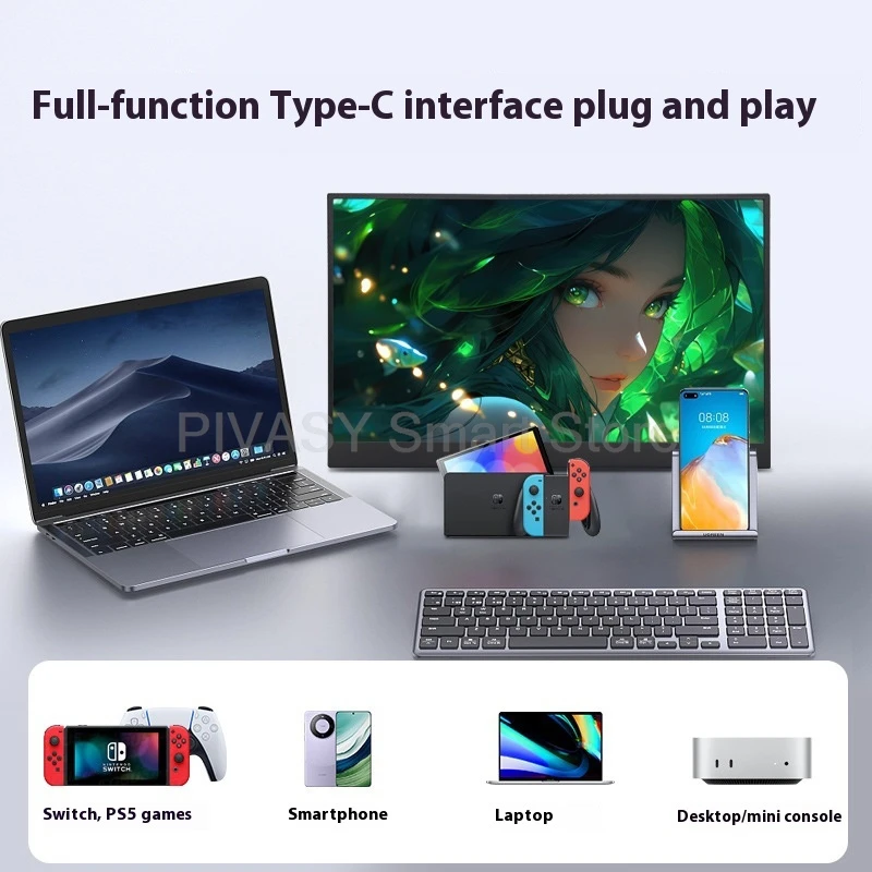 شاشة كمبيوتر محمول محمولة متعددة الحجم شاشة ثانوية للهاتف المحمول عرض صب جديد 165 هرتز جسم معدني باستخدام الحاسب الآلي وضع الضوء الأزرق المنخفض