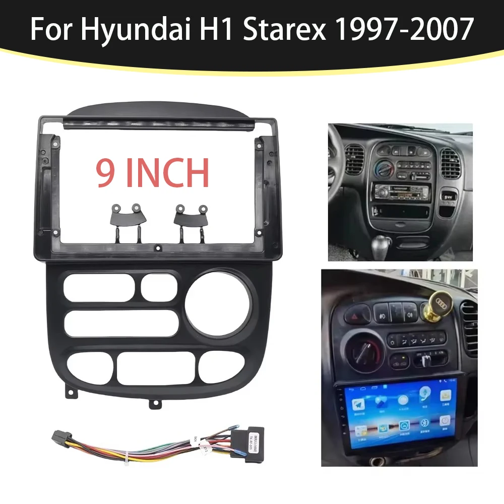 9 Inch Car Fascia Frame Fitting Adaptor Android Audio Dash Trim Kit For Hyundai H1 Starex 1997-2007