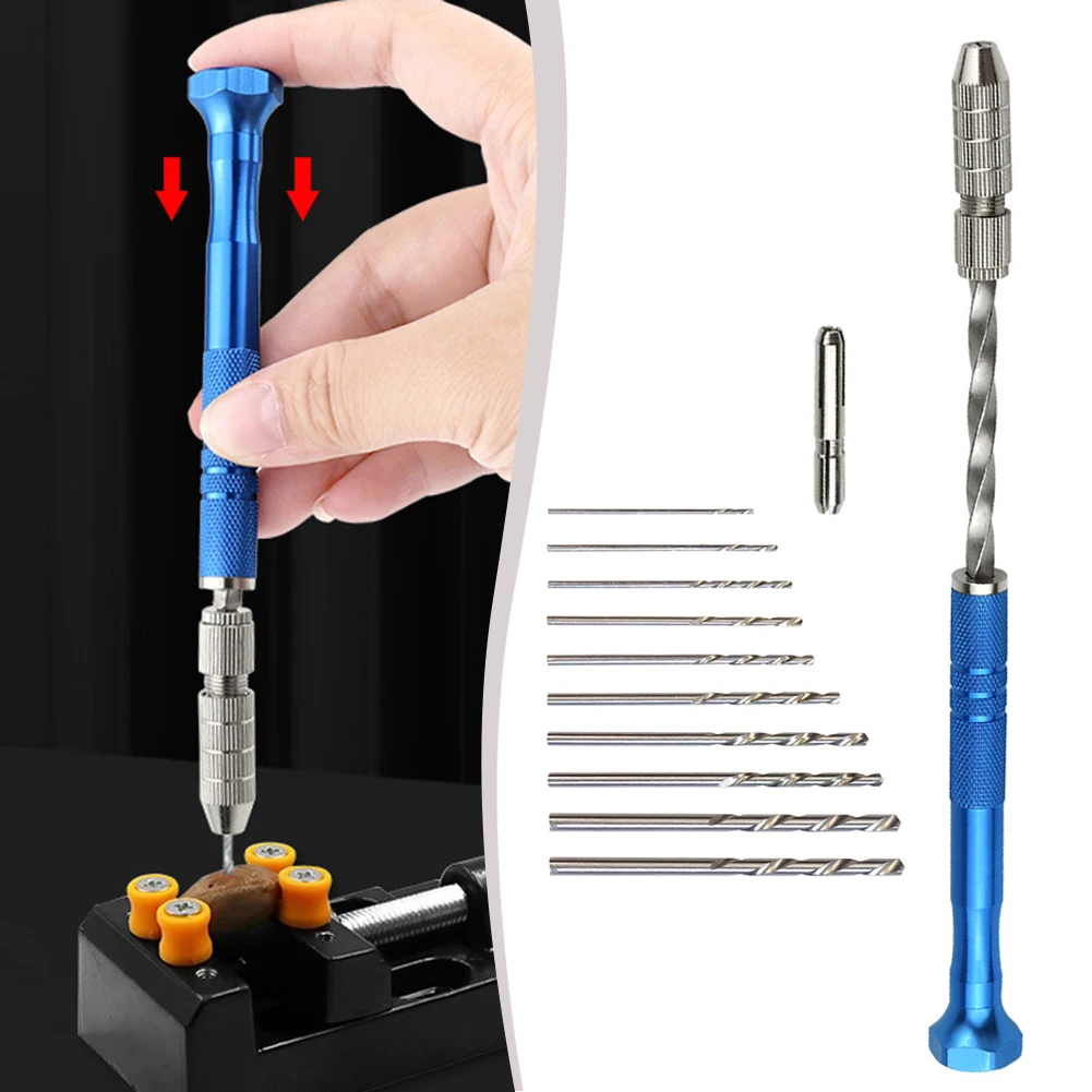 Taladro giratorio manual semiautomático extendido azul de 0,8-3mm, herramienta de perforación de placa de circuito de plástico ámbar, juego de taladro giratorio, herramientas manuales