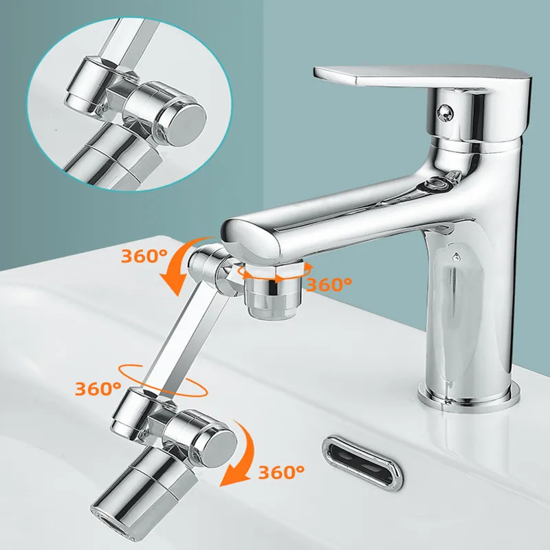 1440 Degree Universal 2 Mode Rotatable Extension Faucet Sprayer Head Bathroom Tap Extend Adapter Aerator Plastic Faucet Extender