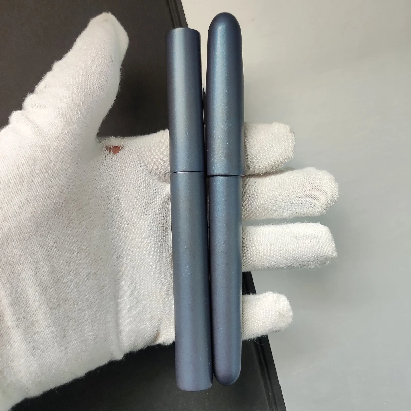 BALAOYE Titanium Heavyweight Torpedo Fountain Pen JINHAO HONGDIAN F 0.5MM Nib Handmade Gray and Blue Style for Collector Ink Pen