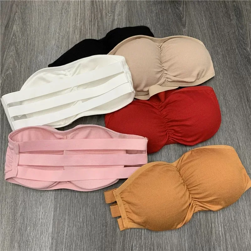 Sexy Backless Lingerie Women Strapless Bra Sexy Underwear Tube Top Invisible One-piece Underwears Cropped Tanks Padding