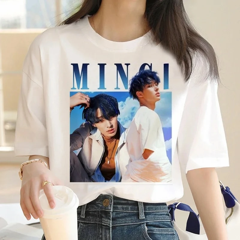 K-pop impressão camisetas moda feminina harajuku roupas estéticas verão camisetas casuais coreano feminino outono e inverno roupa interior