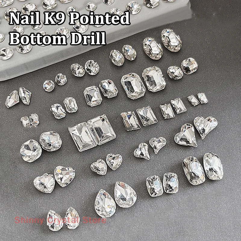 5PCS Sparkle Sharp Diamond Nail Art Rhinestones Jewel Decoration Mix Clear White Nail Charms Ornaments