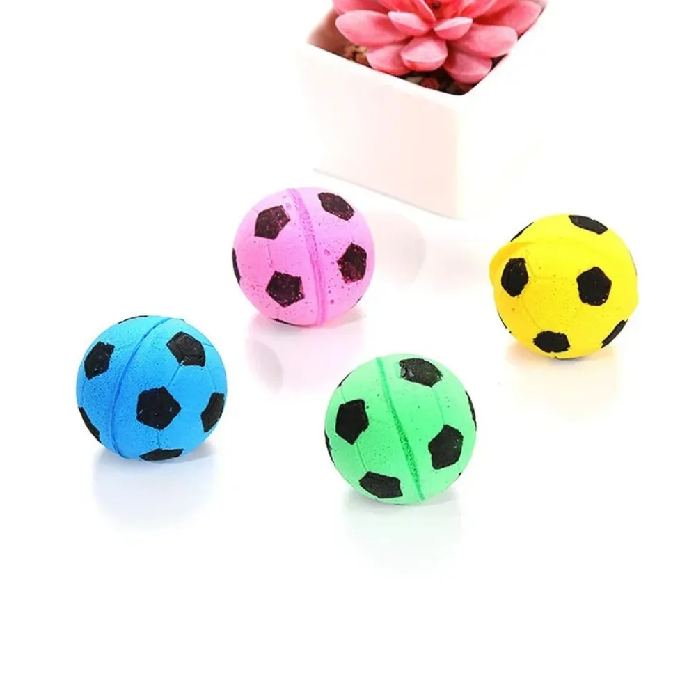 5pcs Soft Latex Pet Toys Ball Cat Toys Interactive Play Chewing Scratch Natural Foam Sponge Football Cat Training Pet Supplies