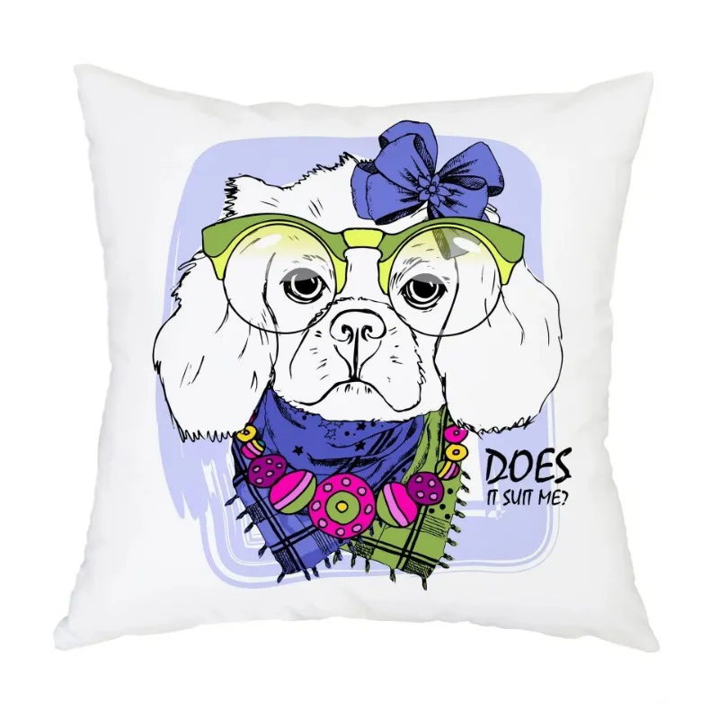 Cartoon Miss Dog Throw Pillow Cover Pink Yellow Power Dog Pillowscase Morty 40x40 Decorative Cushions for Bed Sofa Bed 45x45