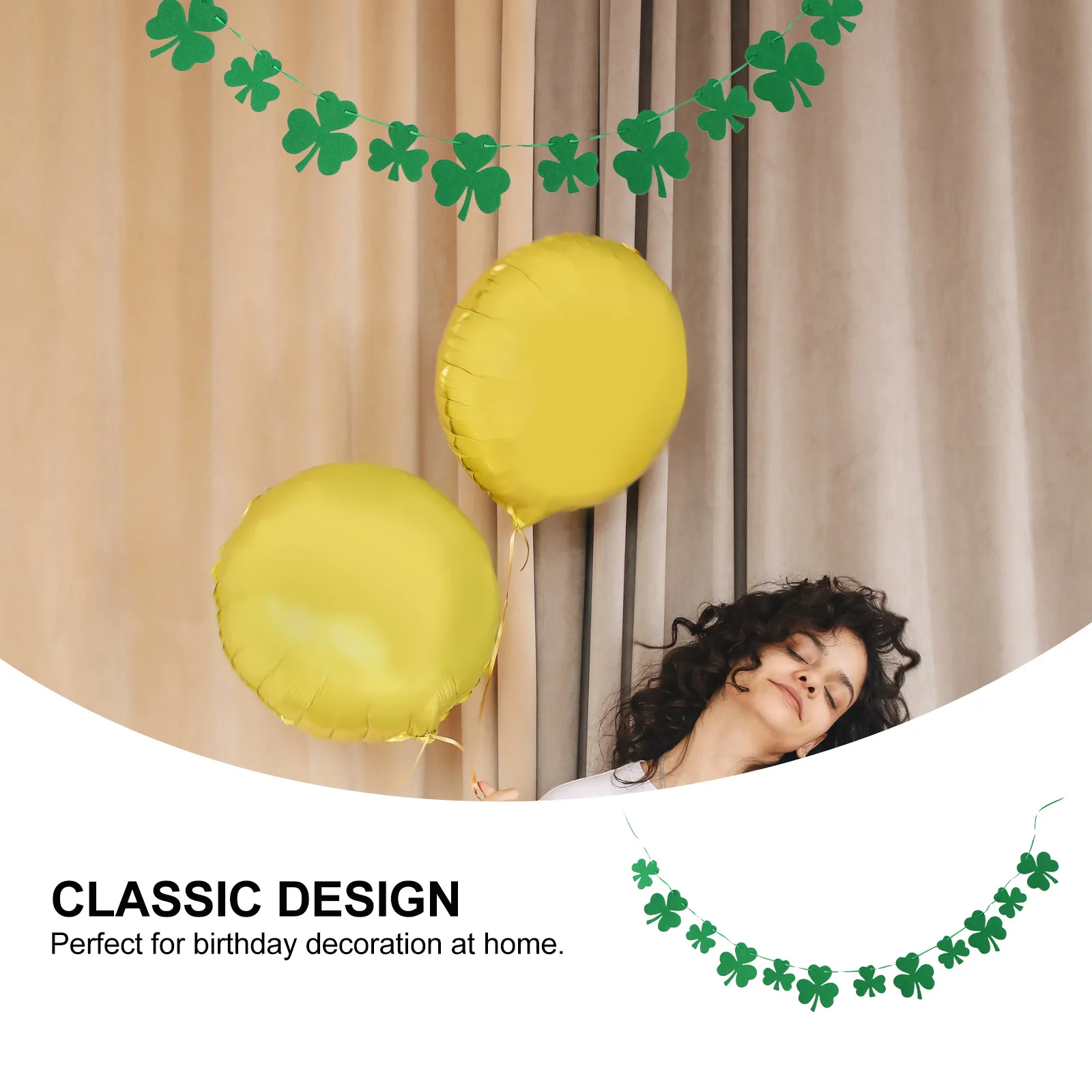 

2pcs Clover Garland Decorative Banner for St Patrick's Day Party Supplies Home Bar Decoration Practical Creative Design