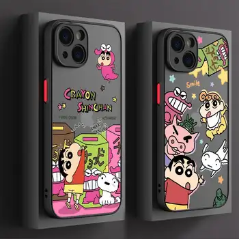Pouzdro na telefon pro iPhone 11 15 16e XS 13 Pro 14 11 Max XR 12 Mini 16 TPU kryt pastelky holeně Chans anime 6 nejlepší prodej Pouzdro na iPhone s pastelkou Shin Chan - №3