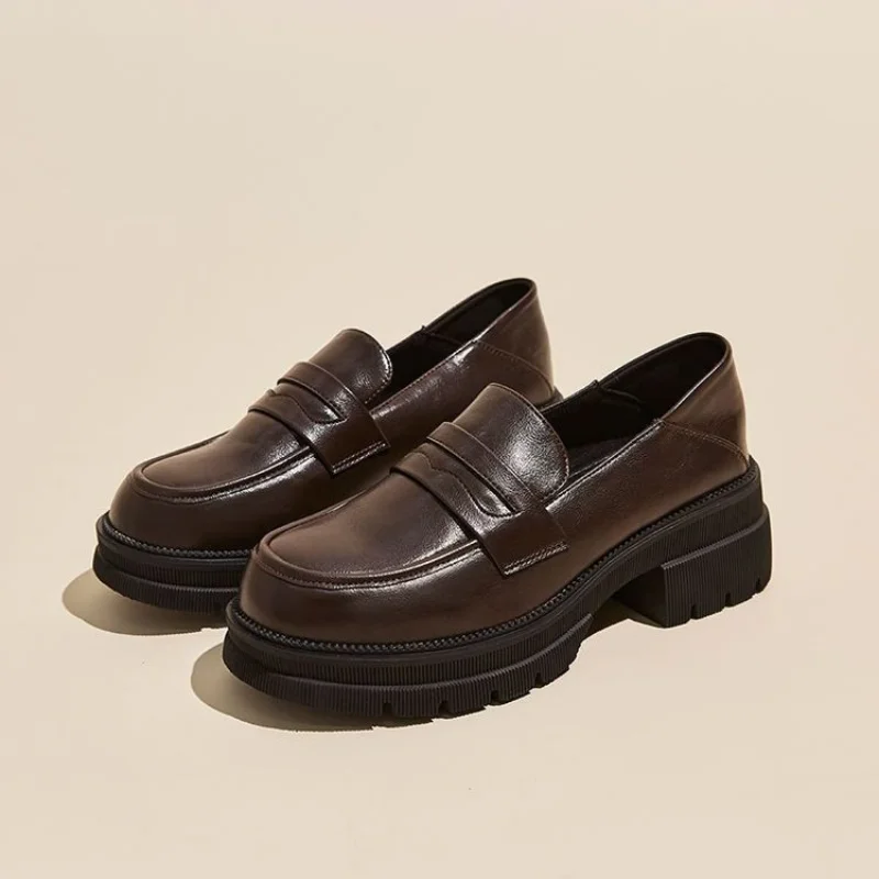 Mocasines de Plataforma para Mujer, Estilo Británico para Todas las Temporadas, Alpargatas Modernas para el Trabajo y Uso Diario, Diseño Retro Cómodo