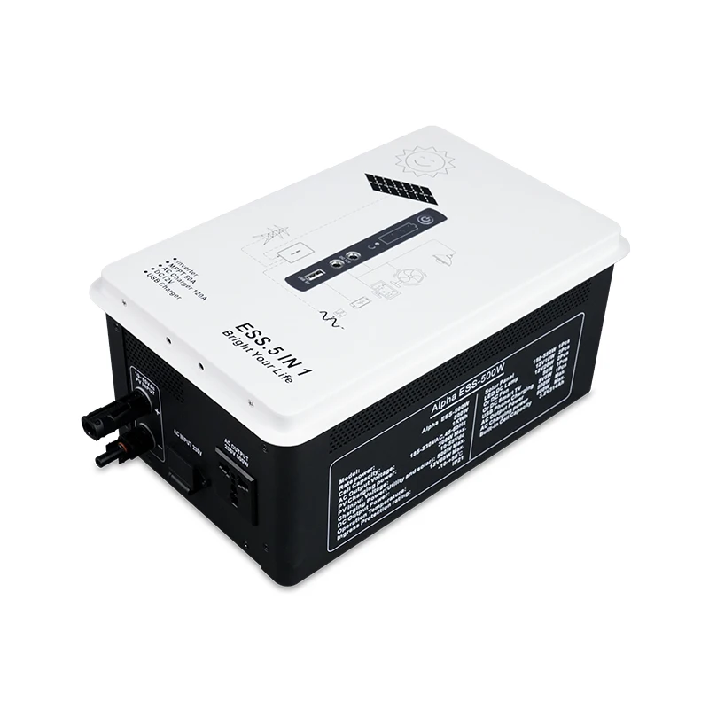 Sako Alpha ESS 500W/1Kwh Off-Grid Solar System, Pure Sine Wave, Dual Charging, LiFePO4 Battery, Efficient Energy Storage for Hom