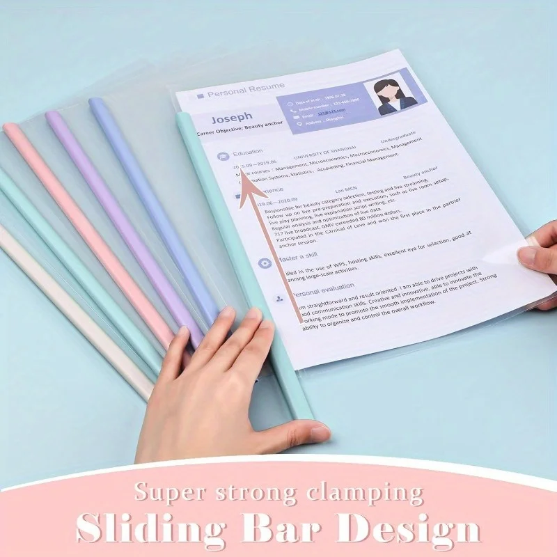 Cartella portadocumenti impermeabile resistente da 10 pezzi A4 Copertine trasparenti Raccoglitori scorrevoli Raccoglitore di carta Clip Raccoglitore a fogli mobili Archiviazione