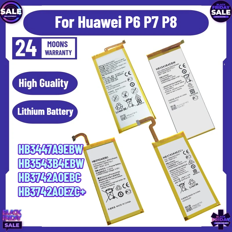 

HB3447A9EBW Battery Suitable for Huawei P6 P7 P8 HB3543B4EBW HB3742A0EBC HB3742A0EZC+ Mobile Phone Battery