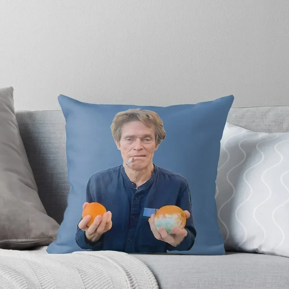 willem dafoe holding 2 moldy oranges Throw Pillow Cushions Cover Decorative Cushions Pillow Cover pillow