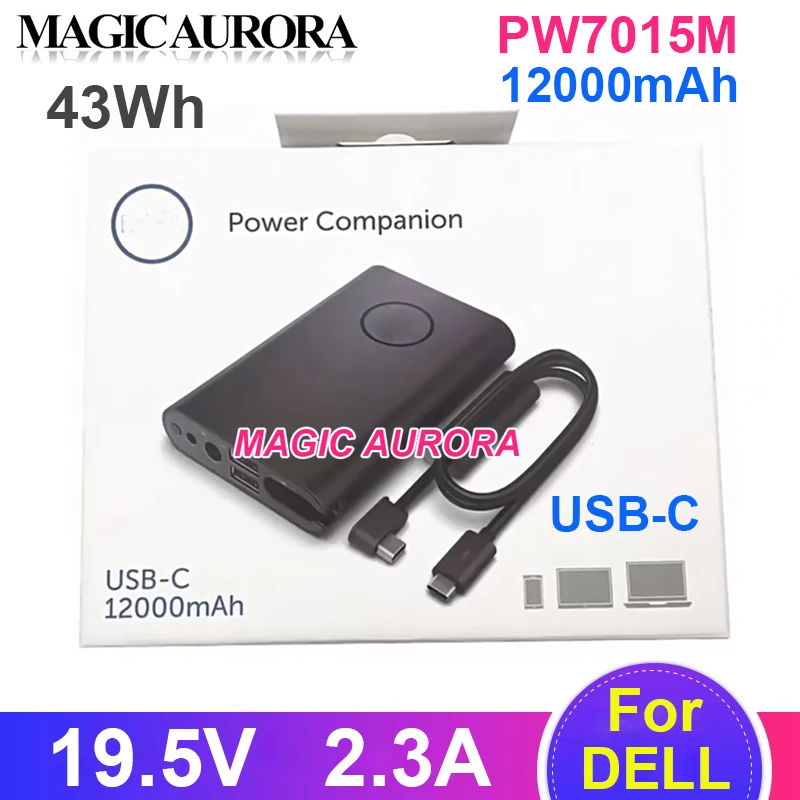 Original PW7015MC Notebook Bank 094TR3 USB-C 12000mAh Power Adapter For DELL Laptop Charger Type C