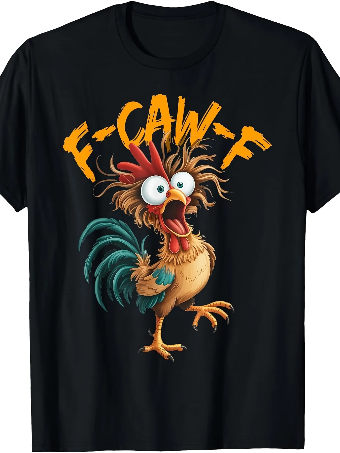 F Caw F Rooster Funny Bird Chicken Whisperer Fawk Men Unisex T-Shirt Novelty Items Novelty Products Men'S Novelty T-Shirts Retro Casual Crew Neck Printed T-Shirt