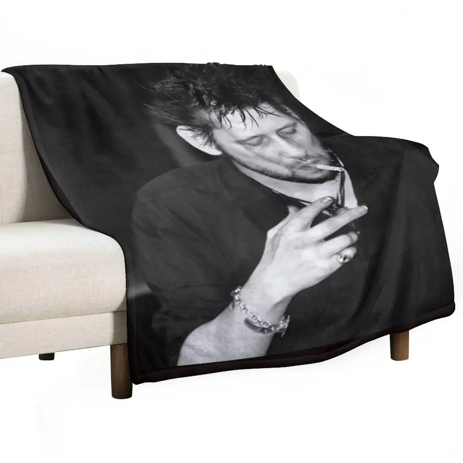 Shane MacGowan Smoking I Throw Blanket For Sofa Thin Retros Blankets