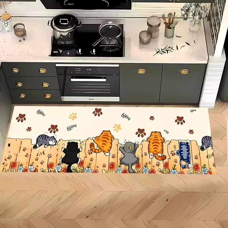 VIKAMA Cat Paw Kitchen Mat, Non-Slip and Stain-Resistant Mat, Bathroom and Entryway Doormat, Pet-Friendly Home Decor Gift