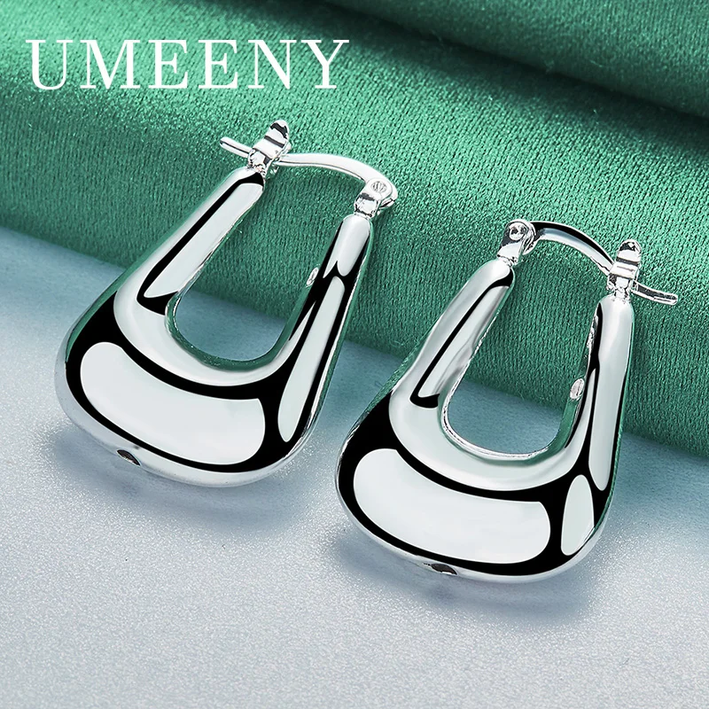 

Simple 925 Sterling Silver 23MM Women's Shiny Geometric Hoop Earrings Jewelry Accessories Charming Wedding Gift