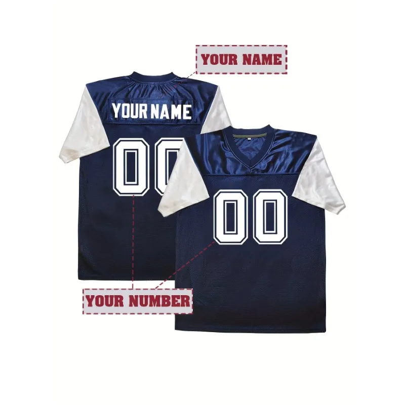 

Men's Color Blocking Personalized Football Jersey Cowboys- Customizable Name And Number Embroidery Short Sleeve Dallas T Shirts