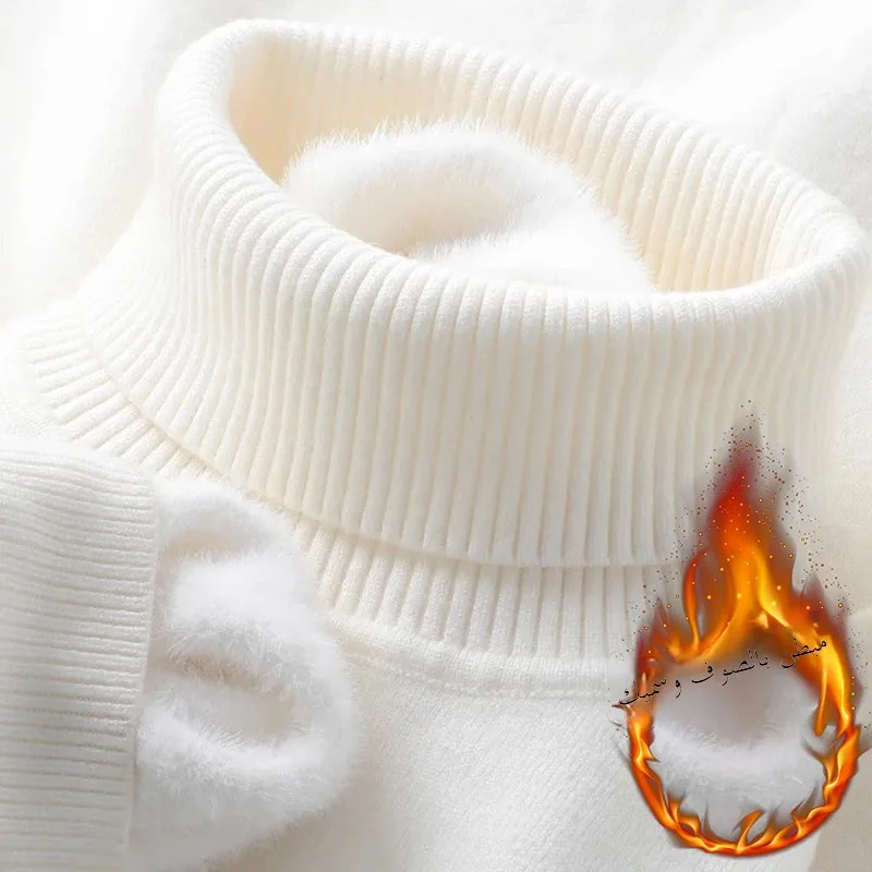 

Busin Casual High Ne Knitted Sweater Men's Base Layer Warmth Youthful Vitali Sle Thiened Long Sve Winter Wear