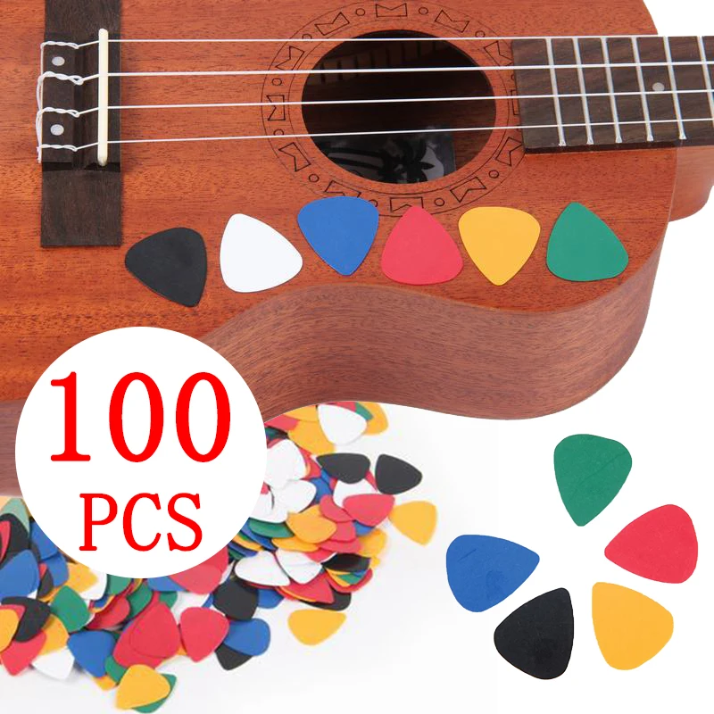 100 Pc Guitar Picks Multicolor ABS Premium Plastic Acoustic Ukulele Bass Electric Guitar Pick Plectrums Acc Mix 0.51mm Thickness