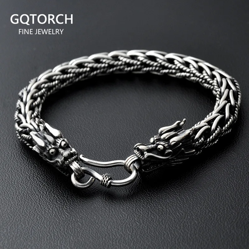 

Viking Dragon Bracelet 925 Sterling Silver Handcrafted Braided Wristband For Men Fine Jewelry