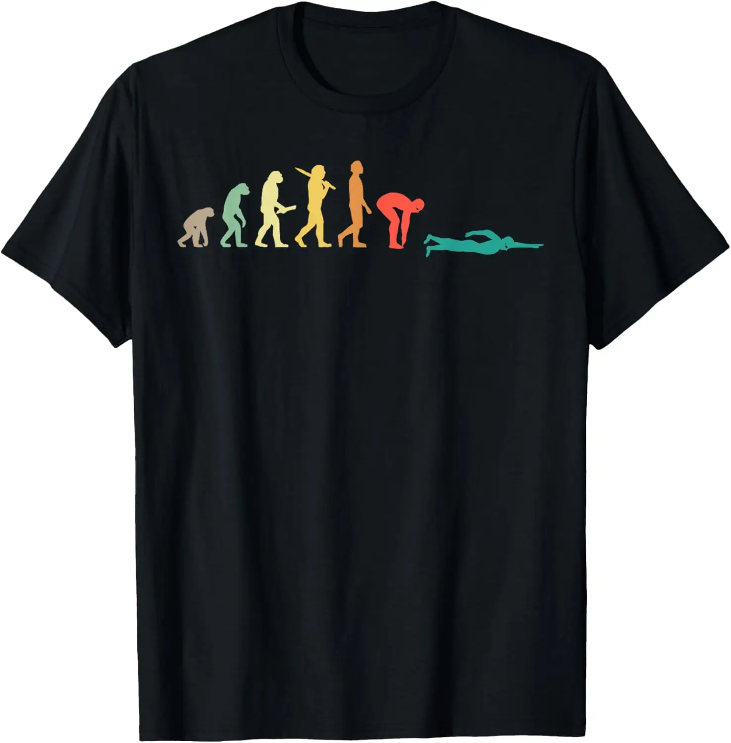Retro Swimming Evolution Gift for Swimmers T-Shirt Streetwear Summer Tops Funny Shirt Customizable Camiseta Hombre
