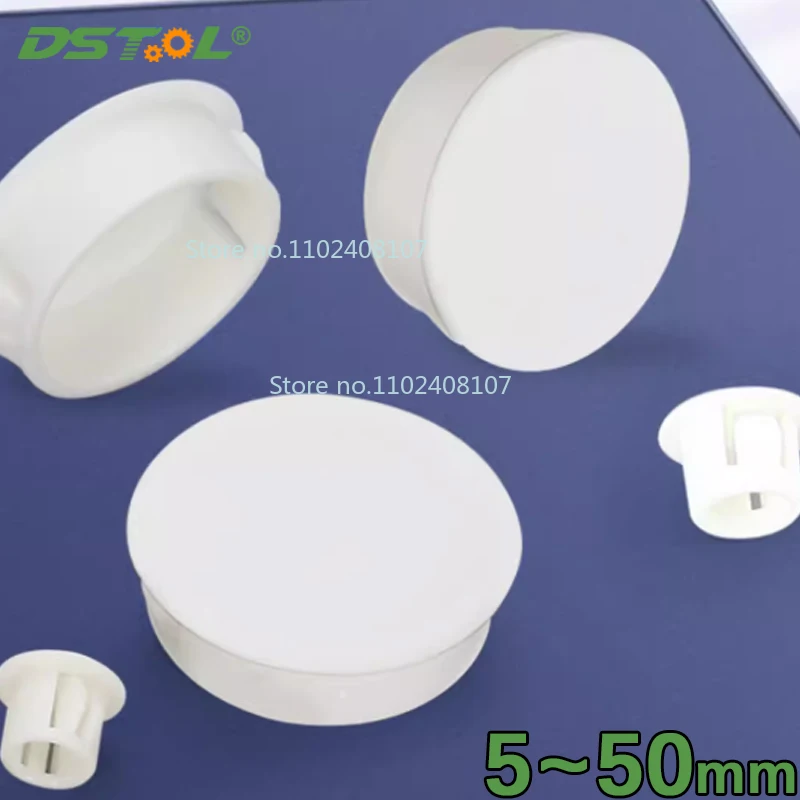 Diameter 5-50mm White Round PP Plastic Hole Plug Snap-on Plugs Nylon Flame-retardant Cover