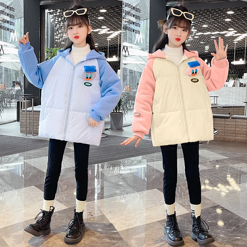 Down padded jacket for children in winter 2022 New thickened warm jacket for girls Hooded long sleeved coat for boys Cheap baby