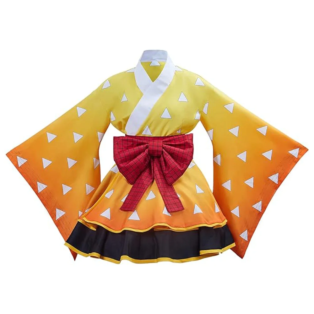 

Женский костюм для косплея Fly Yu lady Kamado Tanjirou Rengoku, кимоно для Хэллоуина