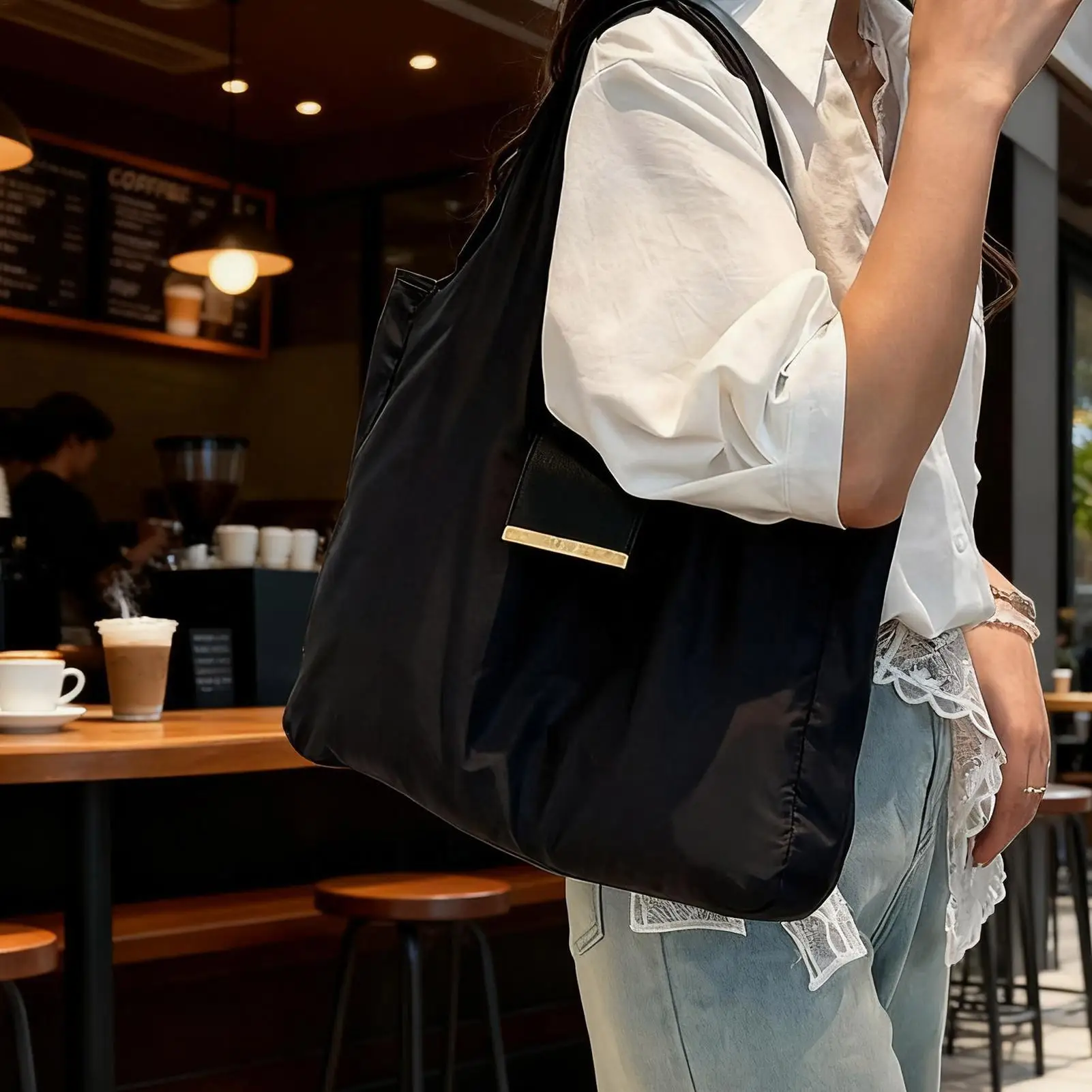 Reusable Tote Bag Expandable mini bag Lightweight Eco-Friendly Folding Shopping Bag Key Ring Large Capacity Reusable Bag