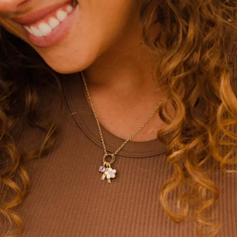 التيتانيوم الصلب قلادة DIY جوهرة الميلاد قلادة للمرأة الملونة الزركون القلائد هدية عيد ميلاد